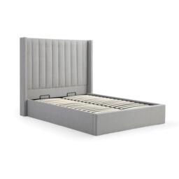 Emerson Athena Grey Velvet Fabric Ottoman Storage Bed -6ft Queen Size - thumbnail 4