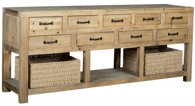 Langley Reclaimed Pine 9 Drawers and 2 Baskets Extra Large Sideboard - image 1