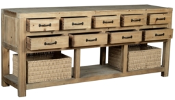 Langley Reclaimed Pine 9 Drawers and 2 Baskets Extra Large Sideboard - thumbnail 2