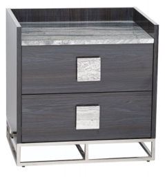 Elliot Marble and Wooden 2 Drawer Bedside Cabinet - Variation Available
