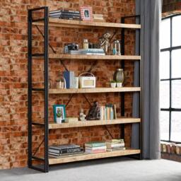 Cosmo Shelving Unit - Wide - Industrial Style - Wooden and Metal - thumbnail 1