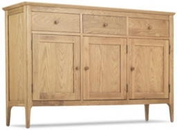 Wadsworth Waxed Oak Medium Sideboard, 135cm with 3 Doors and 3 Drawers - thumbnail 1