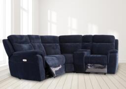 Havana Blue Fabric Corner Electric Recliner Sofa - thumbnail 3