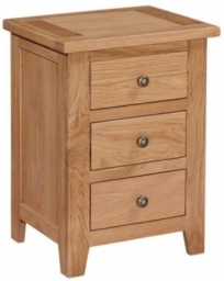 Appleby Petite Oak Narrow Bedside Cabinet, 3 Drawers - thumbnail 1