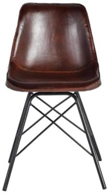 2 x Citrus Industrial Leather and Metal Dining Chair - image 1