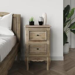 Fleur French Style Grey Bedside Cabinet - 2 Drawer - thumbnail 1