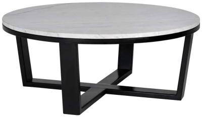 Clearance - Lexington White Carrara Marble Round Coffee Table - B77 - image 1
