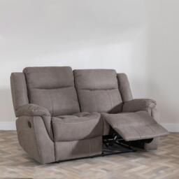 Hilbert Brown Fabric 2 Seater Recliner Sofa - thumbnail 3