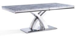 Lisbon Grey Marble and Chrome Dining Table - 6 Seater