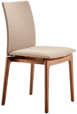 Skovby SM63 Solid Oak Natural Oil and Brahms Brown Fabric Dining Chair - image 1