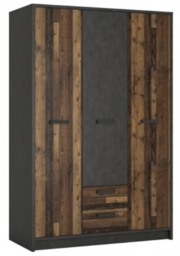 Bay Rustic 3 Door 2 Drawer Wardrobe