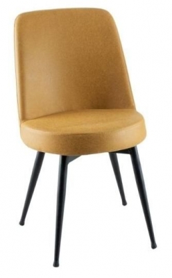 Clearance - Dover Mustard Dining Chair, Velvet Fabric Upholstered with Black Metal Legs - image 1