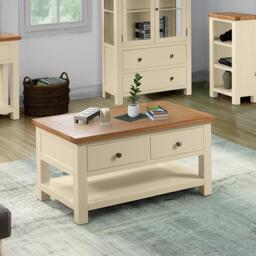 Lundy Coffee Table - 2 Drawer - Ivory Painted - thumbnail 1