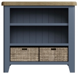 Ringwood Blue Painted Small Bookcase - Oak Top