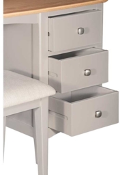 Lowell Grey and Oak Dressing Table - 3 Drawers Single Pedestal - thumbnail 2