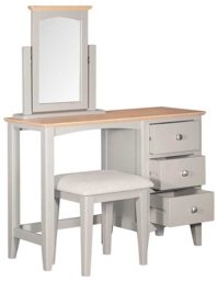 Lowell Grey and Oak Dressing Table - 3 Drawers Single Pedestal - thumbnail 3