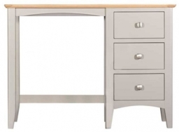 Lowell Grey and Oak Dressing Table - 3 Drawers Single Pedestal - thumbnail 1