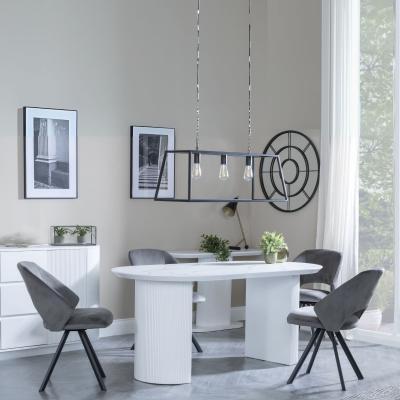 Clearance Luxor White Marble Effect Oval Dining Set Ion Dark