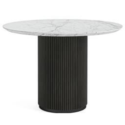 Lucas Black Round Fluted Dining Table - 4 Seater - 120cm - White Marble Top - thumbnail 2