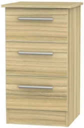 Contrast Modern Oak 3 Drawer Beside Cabinet