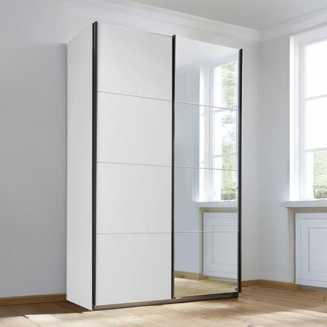 Subito Sliding Wardrobe - 136cm - 2 Door - Mirror - Alpine White