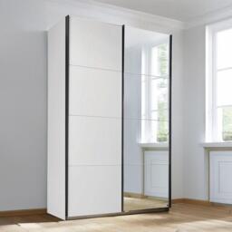 Subito Sliding Wardrobe - 136cm - 2 Door - Mirror - Alpine White - thumbnail 1