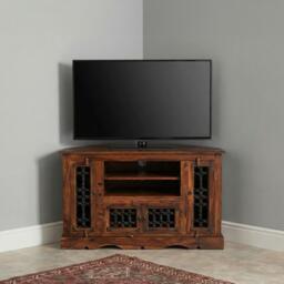 Indian Sheesham 114cm Corner TV Cabinet - thumbnail 1