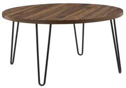 Obion Retro Round Coffee Table in Walnut - 3615222COMUK - thumbnail 2
