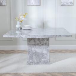 Turin Dining Set - 8 Seater - 140cm - Square - Grey Marble - Athena Dining Chairs - Black High Gloss - Grey Seat Pads - thumbnail 3