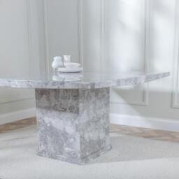 Turin Dining Set - 8 Seater - 140cm - Square - Grey Marble - Athena Dining Chairs - Black High Gloss - Grey Seat Pads - thumbnail 5