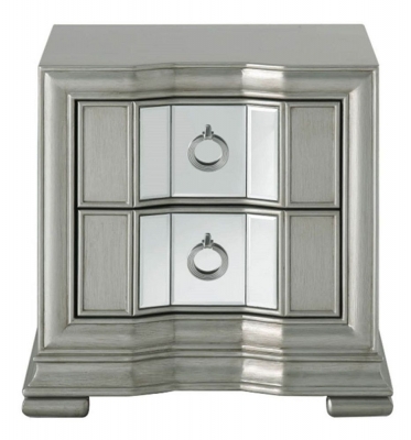 Lucca Mirrored Grey 2 Drawer Bedside Cabinet - image 1