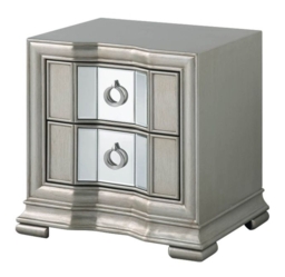 Lucca Mirrored Grey 2 Drawer Bedside Cabinet - thumbnail 3