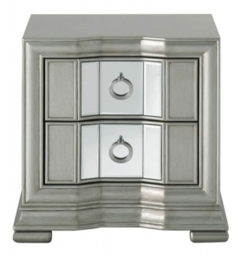 Lucca Mirrored Grey 2 Drawer Bedside Cabinet - thumbnail 1