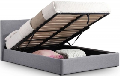 Rialto Light Grey Fabric Lift-Up Storage Bed - Comes in Double and King Size Options - image 1