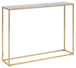 Apison White Marble Effect Top and Gold Console Table - thumbnail 3