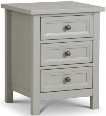 Maine Dove Grey Lacquered Pine Bedside 3 Drawer Cabinet - image 1