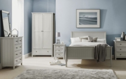 Maine Dove Grey Lacquered Pine Bedside 3 Drawer Cabinet - thumbnail 2