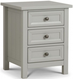 Maine Dove Grey Lacquered Pine Bedside 3 Drawer Cabinet - thumbnail 1