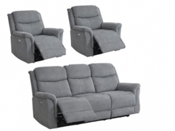 Faringdon Grey Fabric 3+1+1 Recliner Sofa Suite