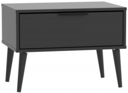 Hong Kong Black 1 Drawer Wide Bedside Cabinet