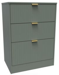 Nashville Reed Green 3 Drawer Deep Midi Bedside Cabinet - thumbnail 2