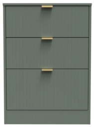 Nashville Reed Green 3 Drawer Deep Midi Bedside Cabinet - thumbnail 1