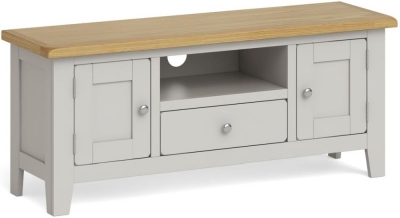 Guilford Country Grey and Oak Large TV Unit, 120cm with Storage for Television Upto 43in Plasma - image 1