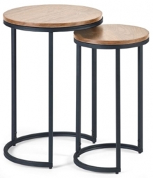 Tribeca Sonoma Oak Round Nest of 2 Side Table - thumbnail 1