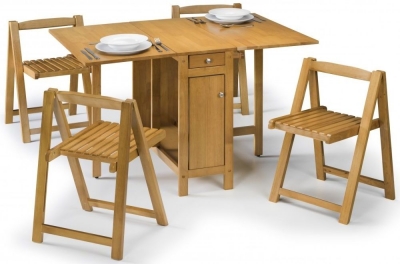 Savoy Light Oak Drop Leaf 4 Seater Dining Set with 4 Chairs - image 1