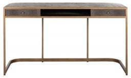 Classio Animal Leather with Brass Trim 2 Drawer Desk