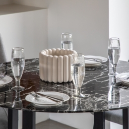 Connolly 110cm Black Marble Effect Round Dining Table - thumbnail 3