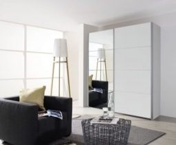 Quadra 2 Door Mirror Sliding Wardrobe in White - W 181cm - thumbnail 1