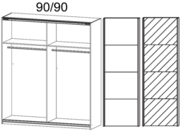 Quadra 2 Door Mirror Sliding Wardrobe in White - W 181cm - thumbnail 2