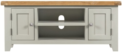 Lundy Grey and Oak Large TV Unit, 120cm W with Storage for Television Upto 43in Plasma
